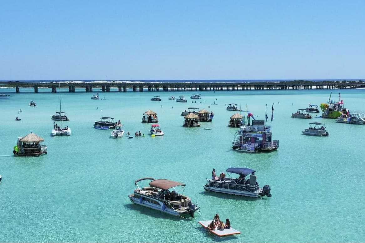 Discover Crab Island Destin Florida Private Pontoon Boat Charter