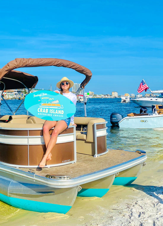 Destin Crab Island Adventures - Captain Madison sitting on boat